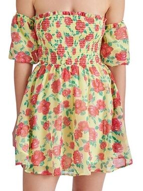 Betsey Johnson | Women’s Puff Sleeve Babydoll Mini Dress | Yellow | XL/16 | NWT